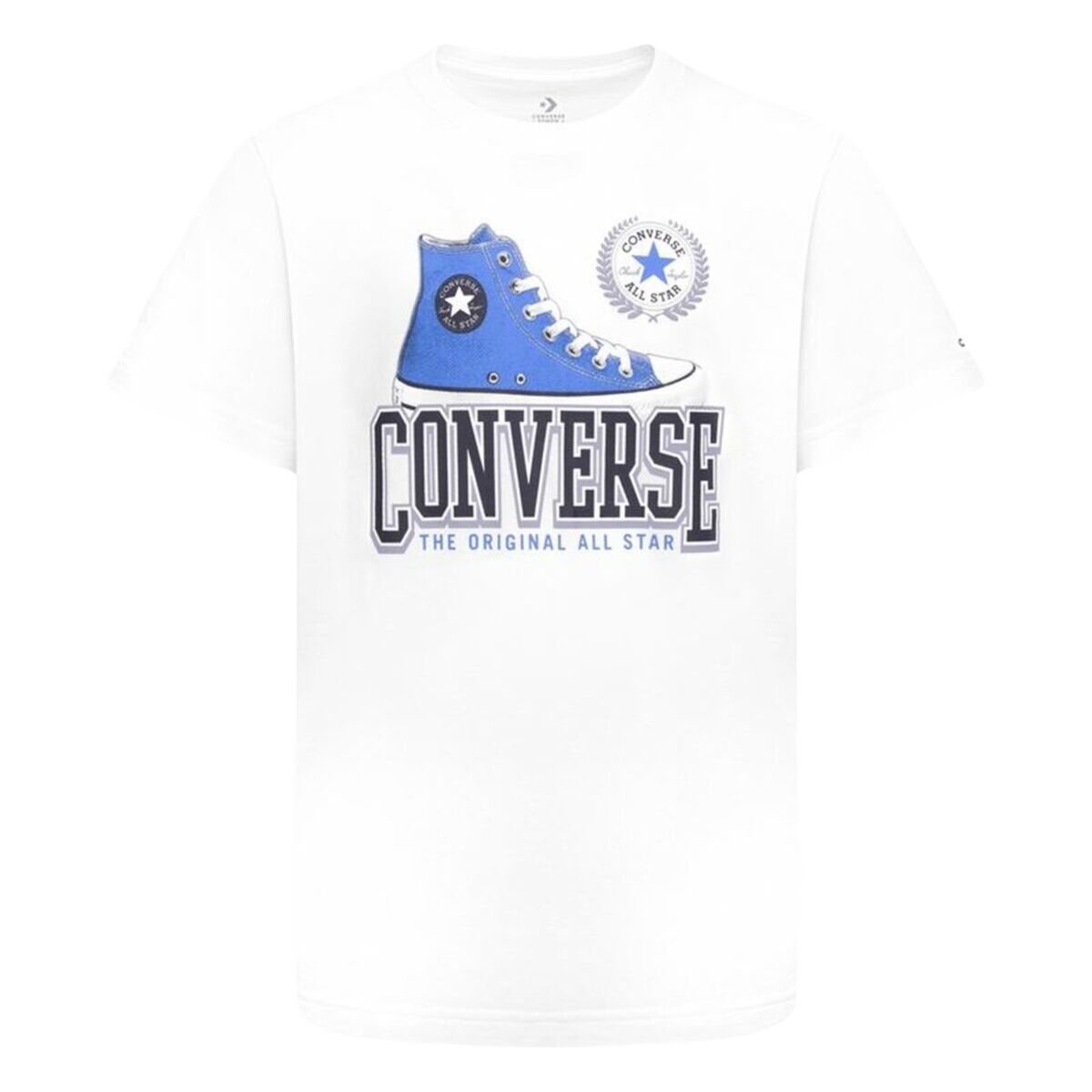 Child's Short Sleeve T-Shirt Converse Script Sneaker Gfx Sse White 13-15 Years
